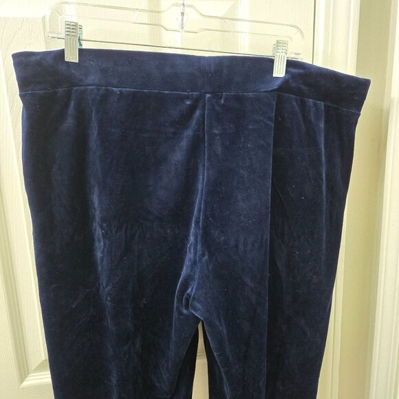 Ralph Lauren LRL Pull on Pants Womens Large Navy‎ Blue Velvet Pockets Stretch - Picture 7 of 7